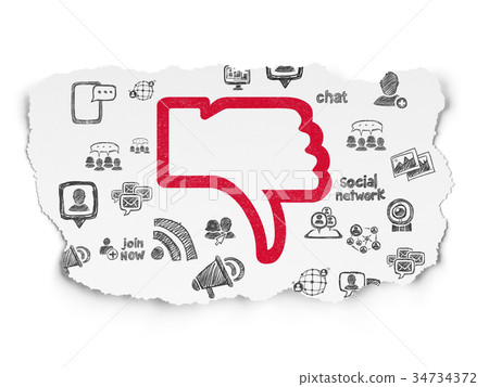 Social media concept: Thumb Down on Torn Paper Social media concept: Thumb Down on Torn Paper 34734372