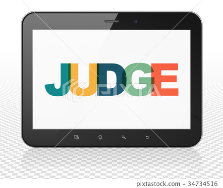 Law concept: Tablet Pc Computer with Judge on 34734516