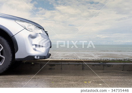 car silver color crash damage bumper breakdown car silver color crash damage bumper breakdown 34735446