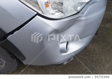car silver color crash damage bumper accident car silver color crash damage bumper accident 34735448