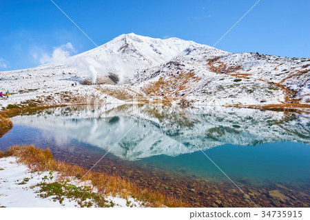 Asahidake and Shibimi Pond after the first crown snow 34735915