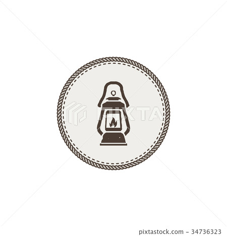 Vintage camping lantern patch isolated on white Vintage camping lantern patch isolated on white 34736323