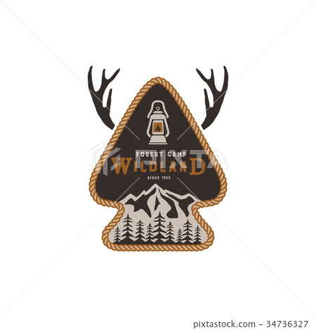 Hiking club badge. Scout adventure camp emblem Hiking club badge. Scout adventure camp emblem 34736327