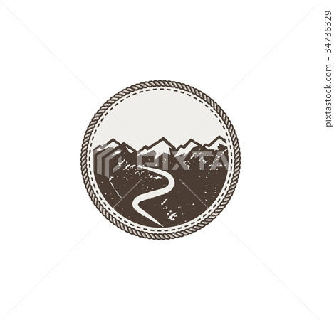 mountain patch and sticker. Vintage hand drawn 34736329