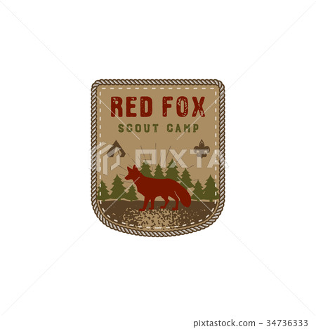 Hiking club badge. Scout adventure camp emblem 34736333