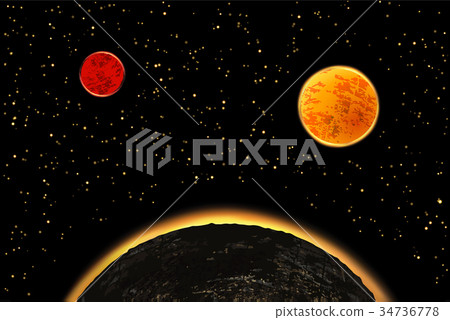 Illustration of exoplanets or extrasolar planets. 34736778