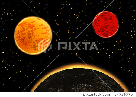Illustration of exoplanets or extrasolar planets. 34736779