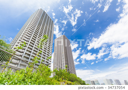 Urban landscape with tower apartment 34737054