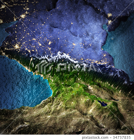Caucasus space 3d rendering 34737835
