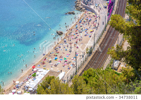 Beautiful daylight view from top of mountains to Nice Cote d'Azu Beautiful daylight view from top of mountains to Nice Cote d'Azu 34738011