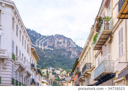 Beautiful daylight view to city and mountains of Beaulieu sur mer Beautiful daylight view to city and mountains of Beaulieu sur mer 34738023