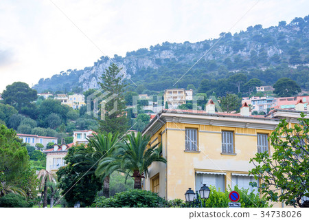 Beautiful sunset view to Beaulieu sur mer city colorful buidlings 34738026