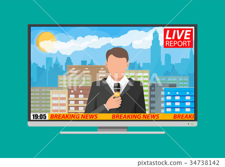 News announcer in the studio 34738142