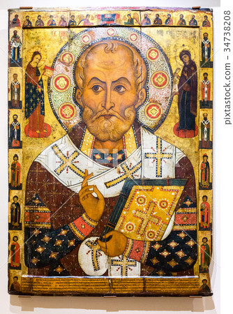 Antique Russian orthodox icon of St. Nicholas Antique Russian orthodox icon of St. Nicholas 34738208
