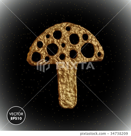 Gold mushroom vector illustration. Golden amanita. Gold mushroom vector illustration. Golden amanita. 34738209