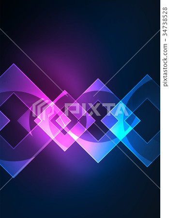 Glowing squares in the dark, digital abstract Glowing squares in the dark, digital abstract 34738528