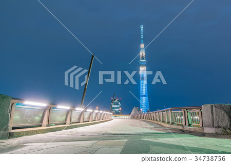 Night view of Sumida River and Sky Tree 34738756