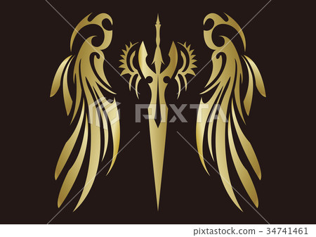 Tribal sticker seal wings sword Tribal sticker seal wings sword 34741461