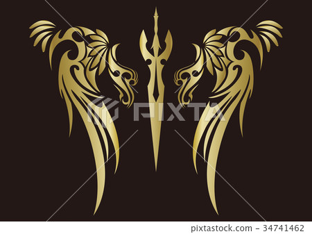 Tribal sticker seal wings sword Tribal sticker seal wings sword 34741462