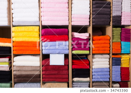 soft towels in showcase in store soft towels in showcase in store 34743390