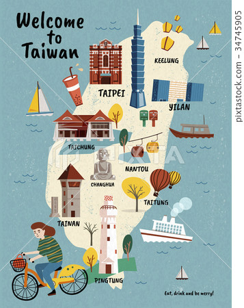 Taiwan Travel map - Stock Illustration [34745905] - PIXTA