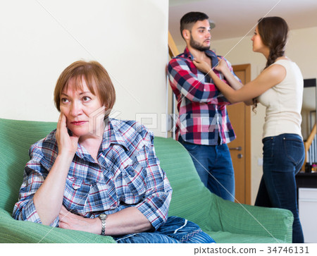 Mother having conflict with children Mother having conflict with children 34746131