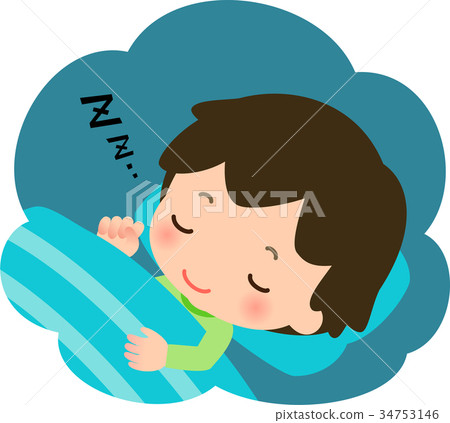 Sleeping boy with a gentle expression 34753146