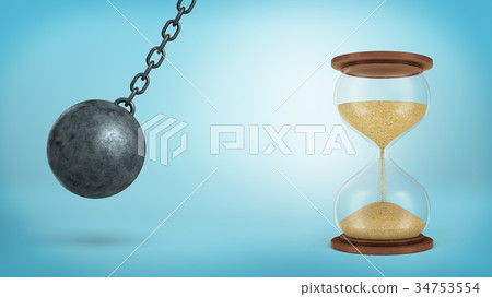 3d rendering of a iron wrecking ball swings on a 3d rendering of a iron wrecking ball swings on a 34753554