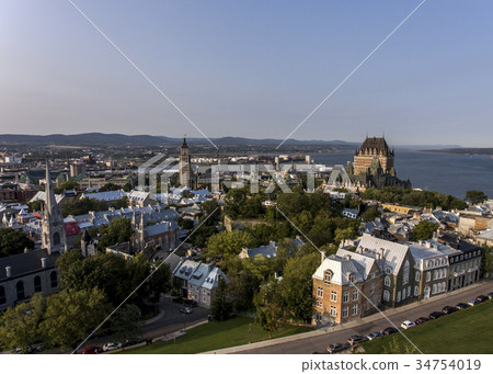 Aerial helicopter view of Chateau Frontenac hotel Aerial helicopter view of Chateau Frontenac hotel 34754019