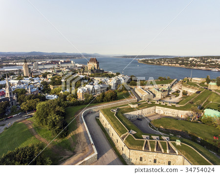 Aerial helicopter view of Chateau Frontenac hotel Aerial helicopter view of Chateau Frontenac hotel 34754024