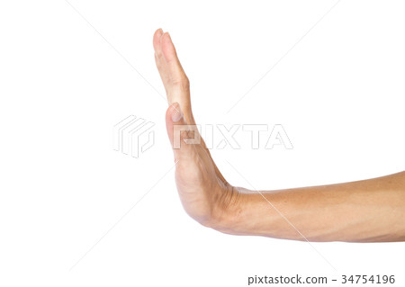 Man making stop gesture with hand isolated Man making stop gesture with hand isolated 34754196