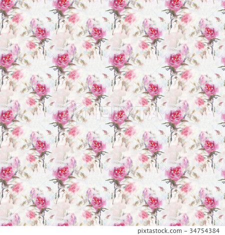 Rose flowers handmade watercolor seamless pattern Rose flowers handmade watercolor seamless pattern 34754384