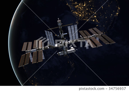 International Space Station over the planet Earth. International Space Station over the planet Earth. 34756937