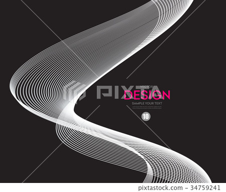 Abstract smooth gray wave vector. Gray smoke 34759241