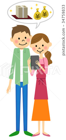 A couple operating a tablet A couple operating a tablet 34759833