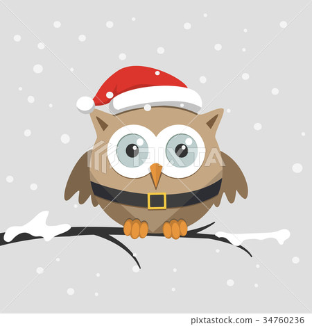 Download Christmas Male Owl With Santa Claus Hat Stock Illustration 34760236 Pixta 3D SVG Files Ideas | SVG, Paper Crafts, SVG File