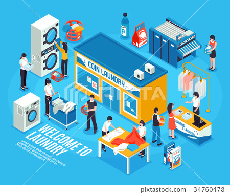 Laundry Interior Isometric Composition  34760478