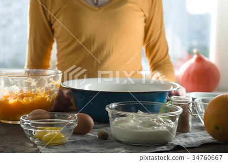 Pumpkin, pumpkin puree, orange for pumpkin pie Pumpkin, pumpkin puree, orange for pumpkin pie 34760667