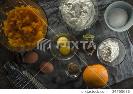 Ingredients for the filling for chocolate pumpkin 34760686