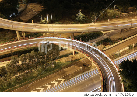 night view Modern city traffic of highway 34761590