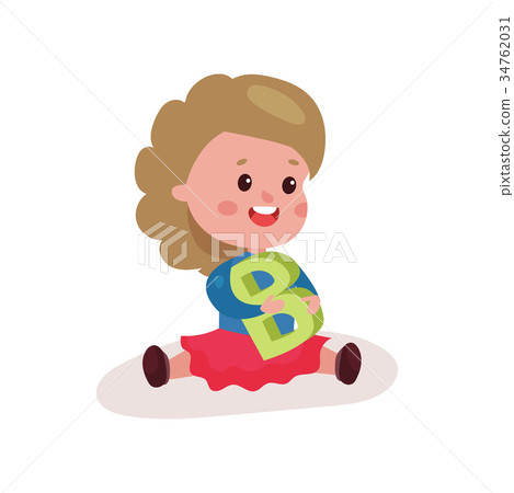 Sweet little girl sitting on the floor playing Sweet little girl sitting on the floor playing 34762031