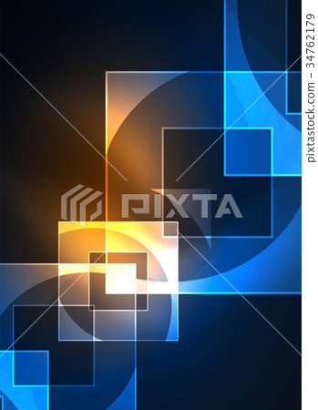 Glowing squares in the dark, digital abstract Glowing squares in the dark, digital abstract 34762179