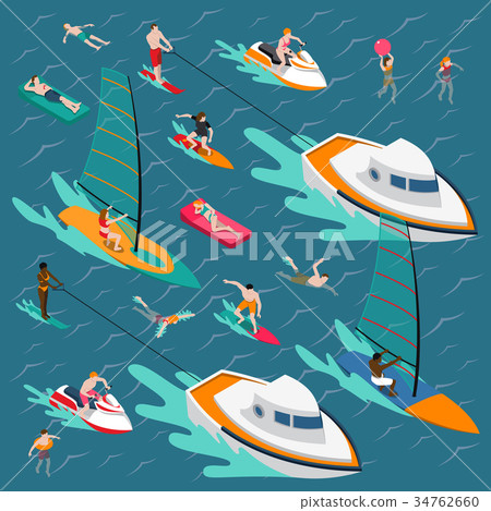 Water Sports Colored People Composition Water Sports Colored People Composition 34762660