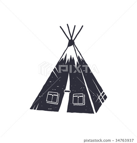 Hand drawn camp tent shape. Indian style tent 34763937