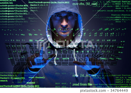 Young hacker in cyber security concept 34764449