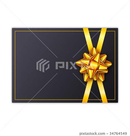 Black holiday gift card with golden ribbon and bow 34764549