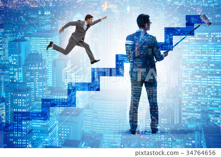 Businessman in career ladder concept 34764656
