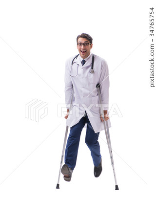 Young doctor physician standing walking isolated 34765754