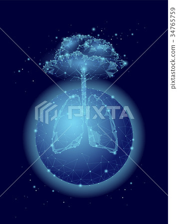 Low poly planet Earth lungs tree. Ecological Low poly planet Earth lungs tree. Ecological 34765759