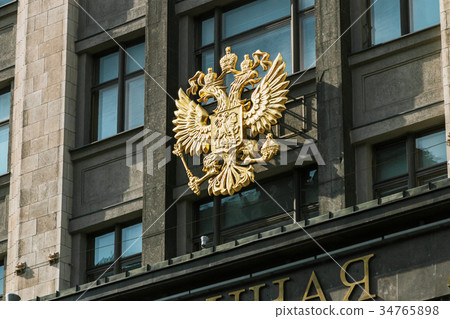 Coat of arms of Russia on the facade building of Coat of arms of Russia on the facade building of 34765898